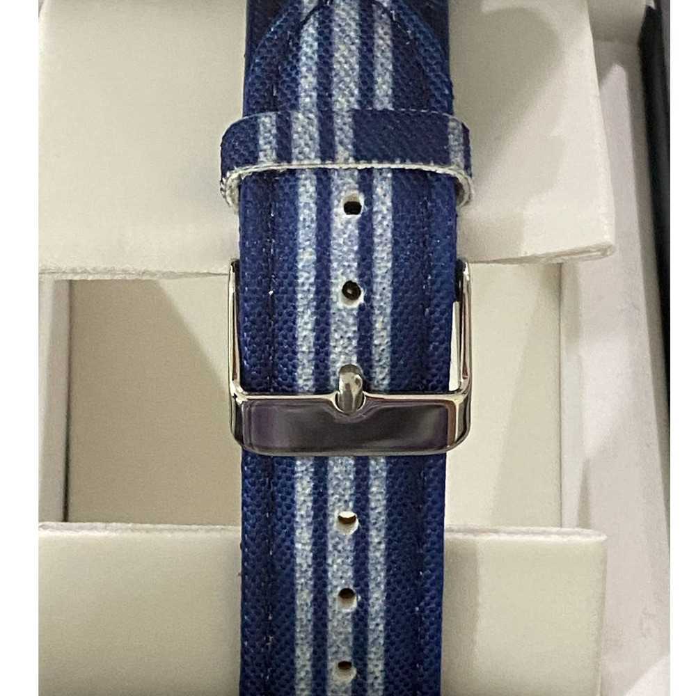 INC INTERNATIONAL CONCEPTS Men's Blue & White Striped Denim Strap Watch 42mm - Picture 7 of 9
